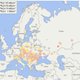 Average concentrations of radioactive ruthenium detected across Europe during the incident.